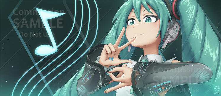 Miku Commission Bust Up Painting Sample